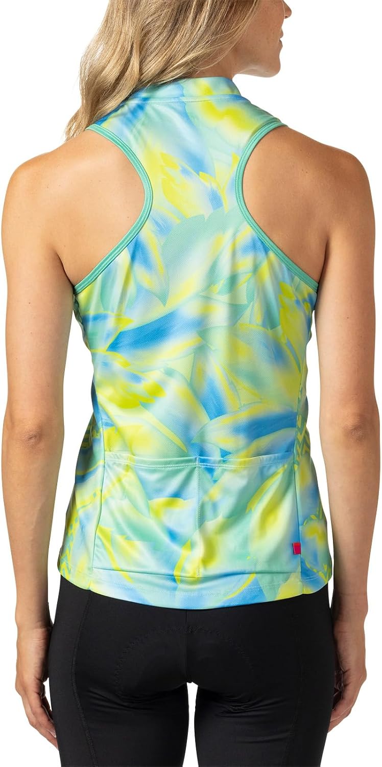 Terry Sun Goddess Cycling Jersey Womens, Sleeveless Racerback Tank Top for Women UPF 40+ Sun Protection 10 Inch Zip - Image 2